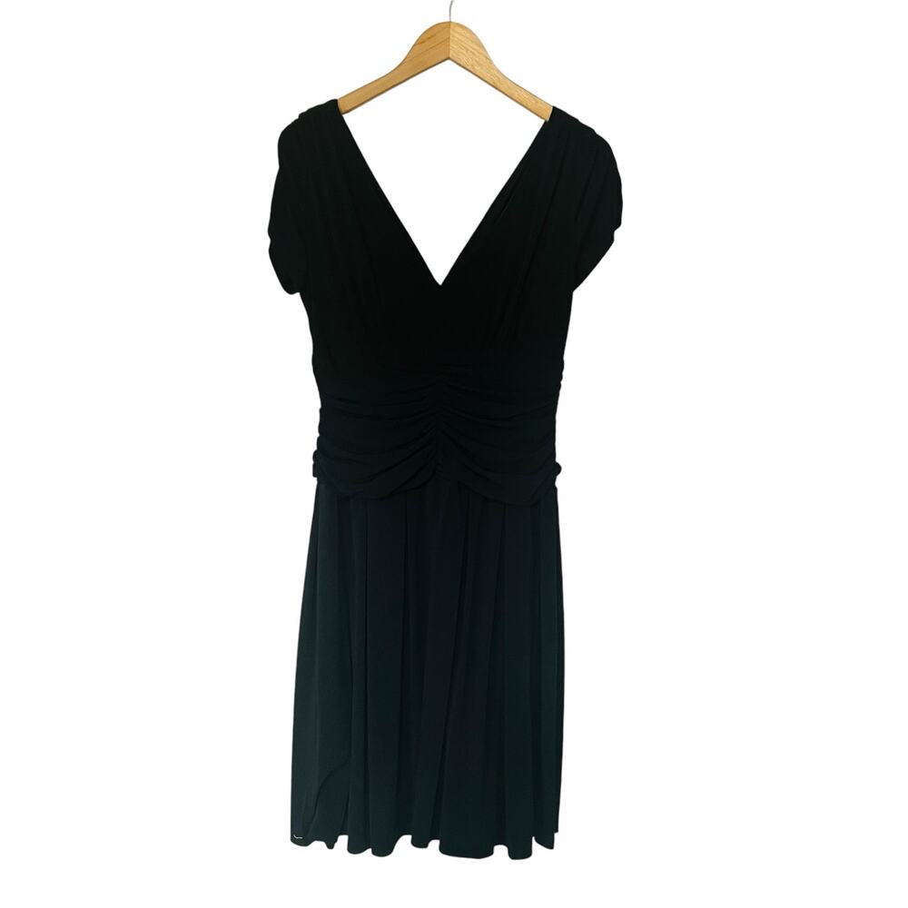 J.R. Nites By Carol Lin Surplice Neck Draped Dress Size 14 NWT Black
